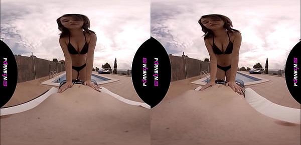  PORNBCN VR 4K | Young amateur fucking in the outdoor public pool Mia Navarro virtual reality 180 3D POV